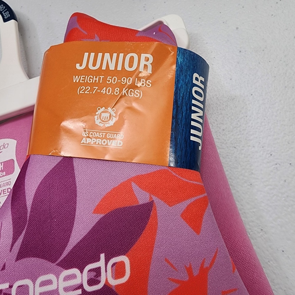 Brand New With Tags Speedo Life Vest Girls Junior 50-90 Ilbs. Adjustable Straps - Picture 3 of 8